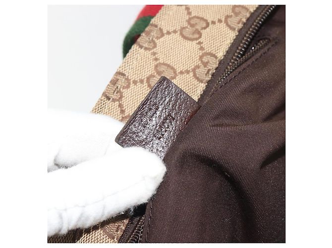 GUCCI GG Canvas Web Sherry Line Hand Bag Beige Silver 131228 - vista 22