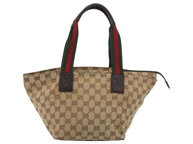 GUCCI GG Canvas Web Sherry Line Hand Bag Beige Silver 131228 - vista 3