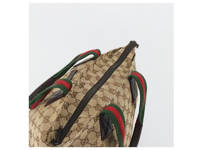 GUCCI GG Canvas Web Sherry Line Hand Bag Beige Silver 131228 - vista 6