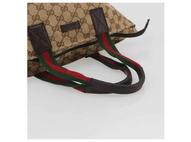 GUCCI GG Canvas Web Sherry Line Hand Bag Beige Silver 131228 - vista 7