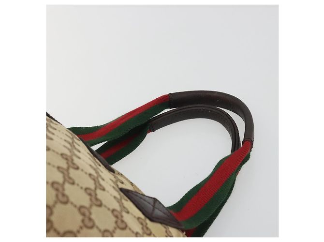 GUCCI GG Canvas Web Sherry Line Hand Bag Beige Silver 131228 - vista 8