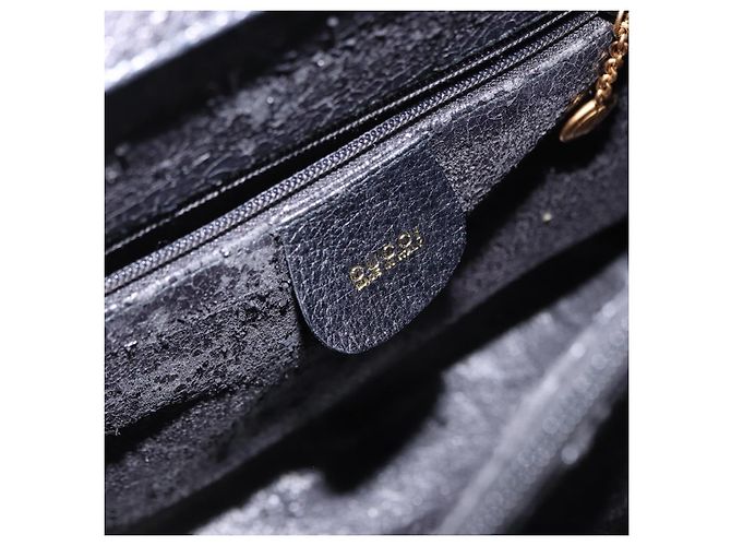 GUCCI Bolsa de Mão Bamboo Couro Preto Tom Dourado - vista 14