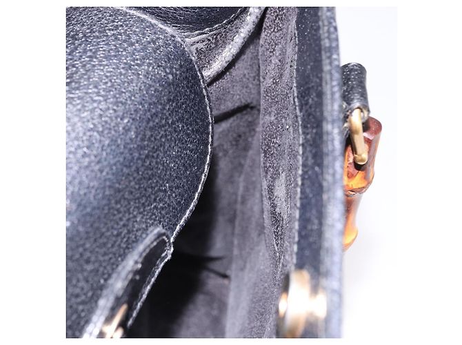 GUCCI Bolsa de Mão Bamboo Couro Preto Tom Dourado - vista 16
