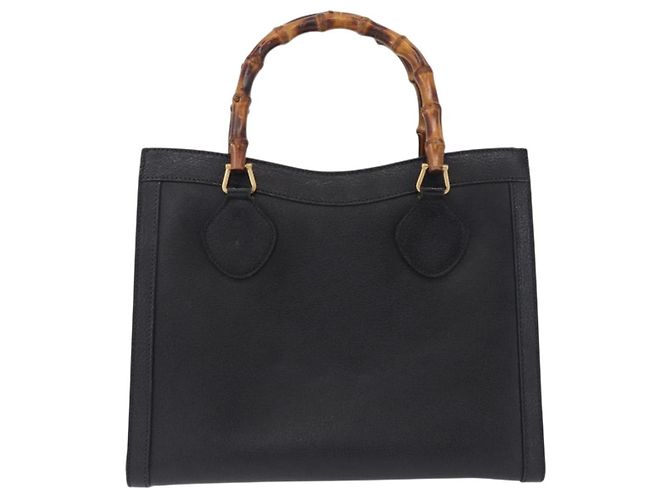 GUCCI Bolsa de Mão Bamboo Couro Preto Tom Dourado - vista 2