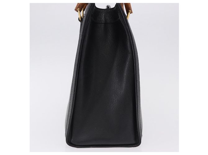 GUCCI Bolsa de Mão Bamboo Couro Preto Tom Dourado - vista 4