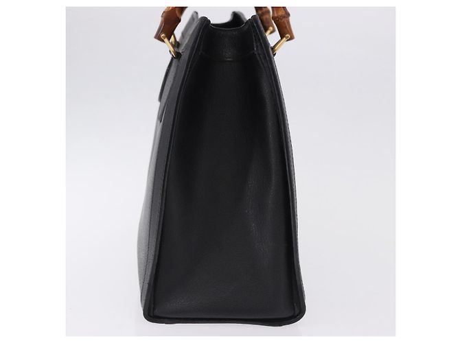 GUCCI Bolsa de Mão Bamboo Couro Preto Tom Dourado - vista 5