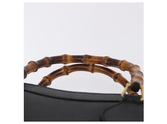 GUCCI Bolsa de Mão Bamboo Couro Preto Tom Dourado - vista 8