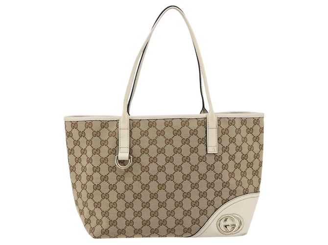 GUCCI GG Canvas Hand Bag Beige Gold 169946 - vista 2