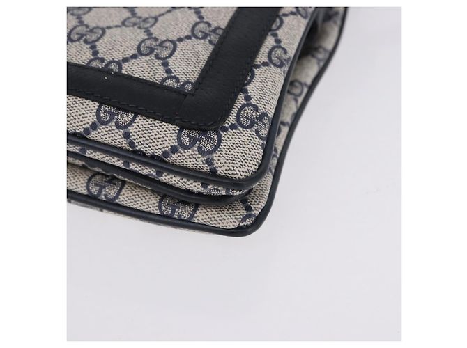GUCCI GG Supreme Shoulder Bag PVC Leather Navy Gold Tone 14 02 013 - vista 11
