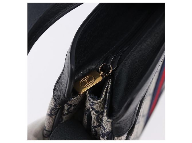 GUCCI GG Supreme Shoulder Bag PVC Leather Navy Gold Tone 14 02 013 - vista 15