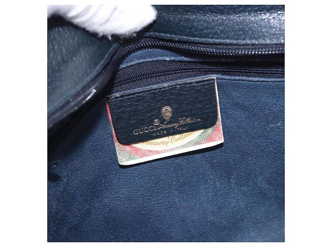 GUCCI GG Supreme Shoulder Bag PVC Leather Navy Gold Tone 14 02 013 - vista 17