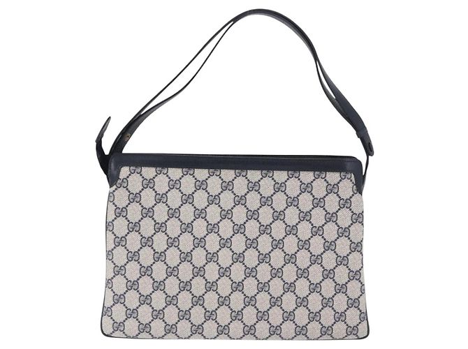 GUCCI GG Supreme Shoulder Bag PVC Leather Navy Gold Tone 14 02 013 - vista 3