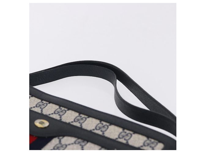 GUCCI GG Supreme Shoulder Bag PVC Leather Navy Gold Tone 14 02 013 - vista 8