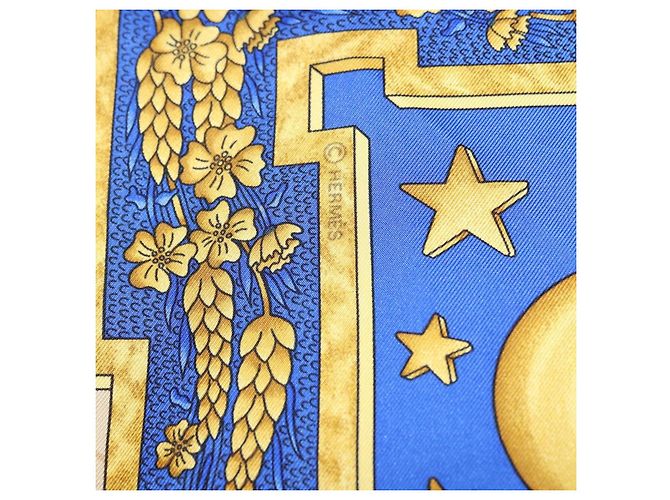 Hermès HERMES Carre 90 Scarf  CARPE DIEM  Silk Blue - vista 11