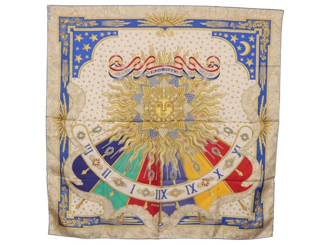 Hermès HERMES Carre 90 Scarf  CARPE DIEM  Silk Blue - vista 12