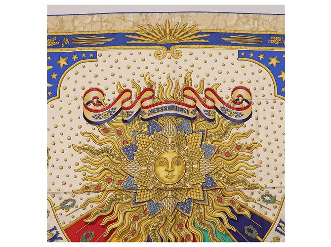 Hermès HERMES Carre 90 Scarf  CARPE DIEM  Silk Blue - vista 3