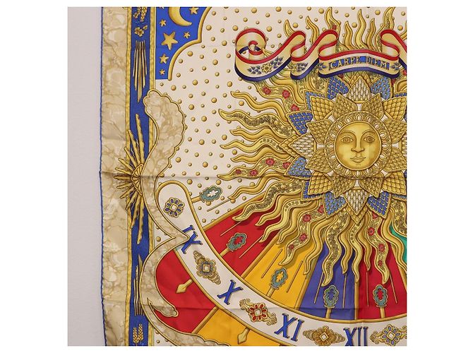 Hermès HERMES Carre 90 Scarf  CARPE DIEM  Silk Blue - vista 5