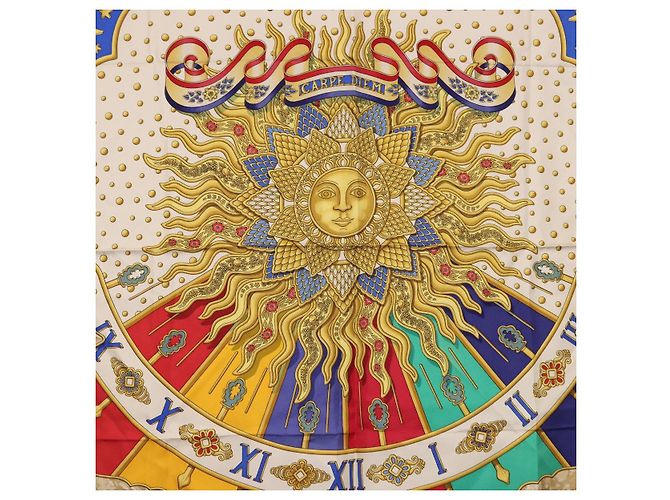 Hermès HERMES Carre 90 Scarf  CARPE DIEM  Silk Blue - vista 6