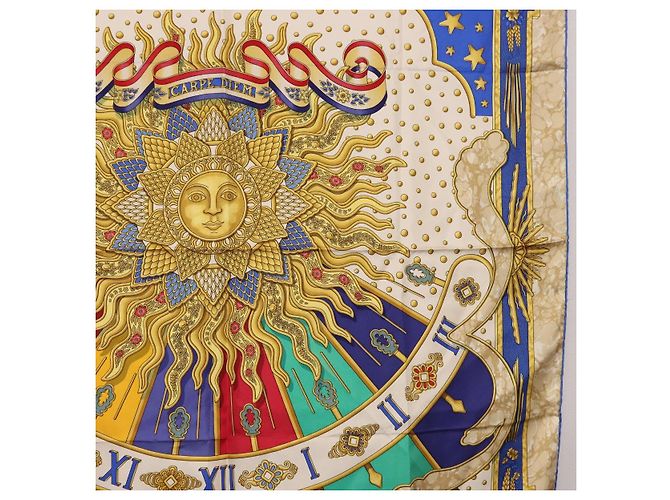 Hermès HERMES Carre 90 Scarf  CARPE DIEM  Silk Blue - vista 7