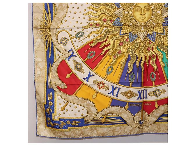 Hermès HERMES Carre 90 Scarf  CARPE DIEM  Silk Blue - vista 8