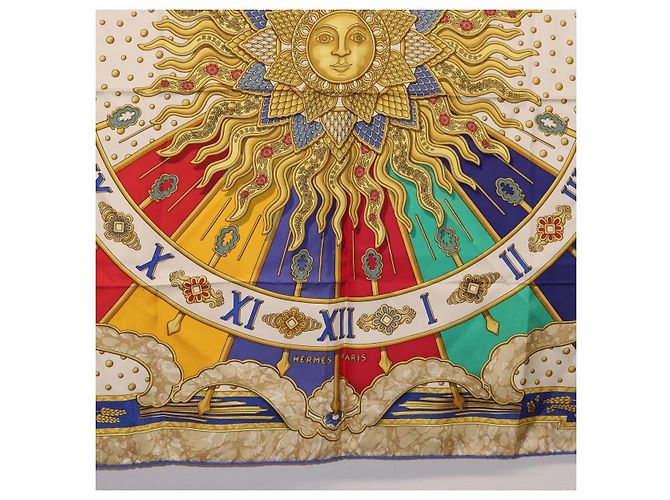 Hermès HERMES Carre 90 Scarf  CARPE DIEM  Silk Blue - vista 9