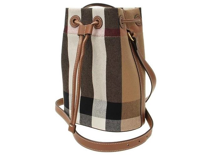 Burberry Picca borsa secchiello piccola in tela a quadri Multicolore - vista 2