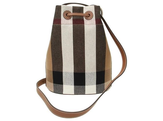 Burberry Picca borsa secchiello piccola in tela a quadri Multicolore - vista 3