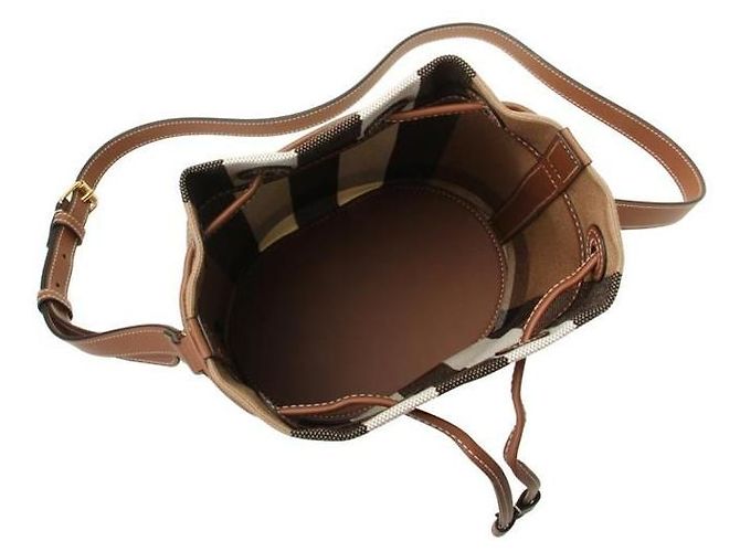 Burberry Picca borsa secchiello piccola in tela a quadri Multicolore - vista 4