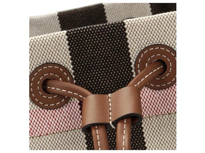 Burberry Picca borsa secchiello piccola in tela a quadri Multicolore - vista 5