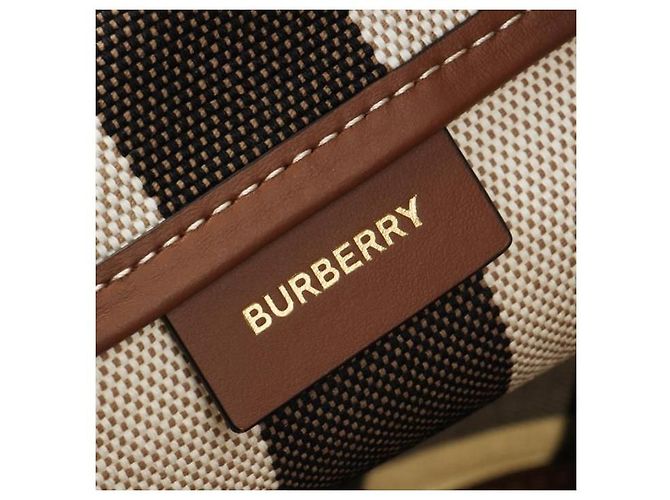 Burberry Picca borsa secchiello piccola in tela a quadri Multicolore - vista 6