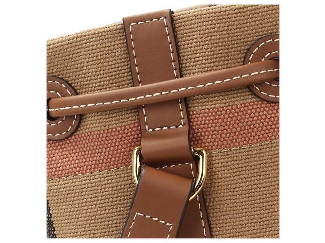 Burberry Picca borsa secchiello piccola in tela a quadri Multicolore - vista 8