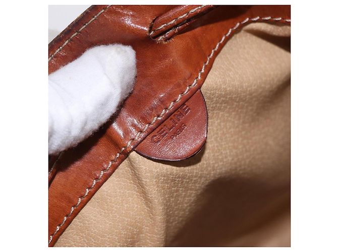 Céline CELINE Macadam Canvas Shoulder Bag PVC Leather Brown Gold - vista 16
