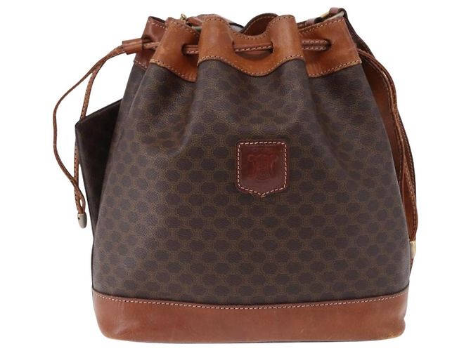 Céline CELINE Macadam Canvas Shoulder Bag PVC Leather Brown Gold - vista 2