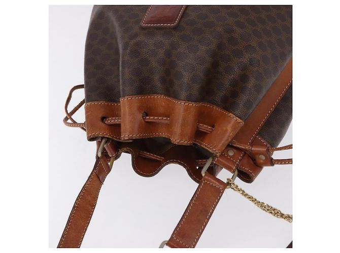 Céline CELINE Macadam Canvas Shoulder Bag PVC Leather Brown Gold - vista 6