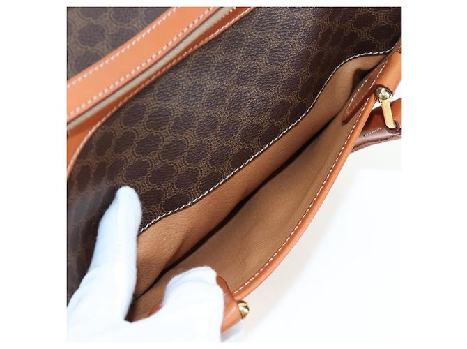 Céline CELINE Macadam Canvas Hand Bag PVC Leather Brown Gold - vista 15