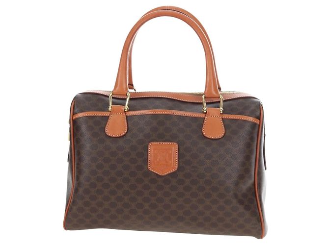 Céline CELINE Macadam Canvas Hand Bag PVC Leather Brown Gold - vista 2