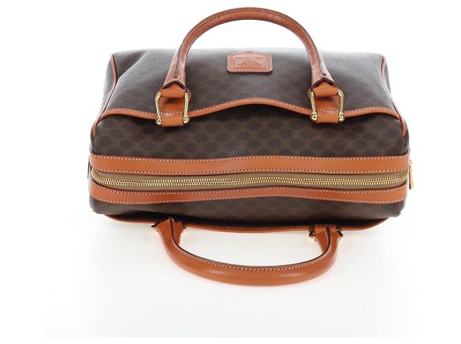 Céline CELINE Macadam Canvas Hand Bag PVC Leather Brown Gold - vista 6