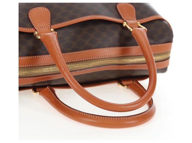 Céline CELINE Macadam Canvas Hand Bag PVC Leather Brown Gold - vista 7