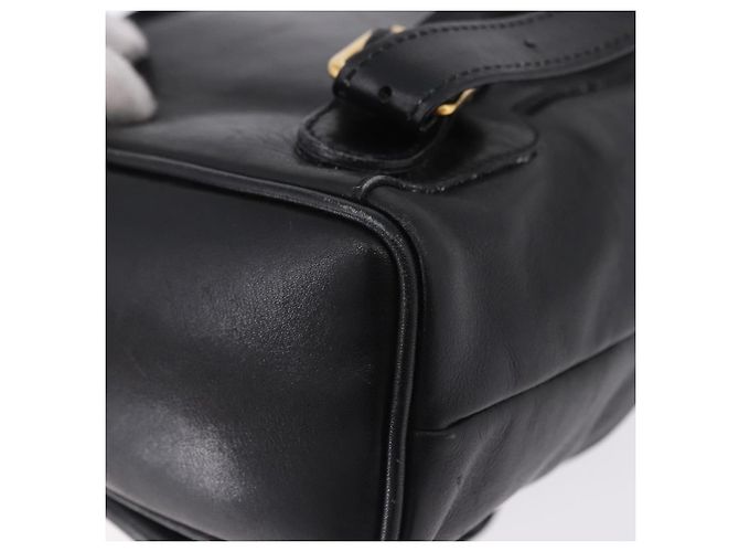 GUCCI Bamboo Backpack Leather Black Gold Tone 003 1705 0030 - vista 15
