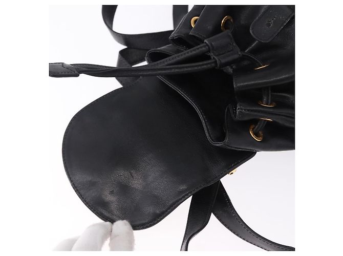 GUCCI Bamboo Backpack Leather Black Gold Tone 003 1705 0030 - vista 17