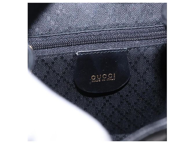 GUCCI Bamboo Backpack Leather Black Gold Tone 003 1705 0030 - vista 18