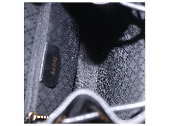 GUCCI Bamboo Backpack Leather Black Gold Tone 003 1705 0030 - vista 19