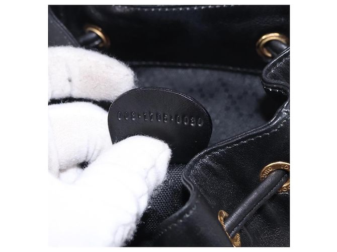 GUCCI Bamboo Backpack Leather Black Gold Tone 003 1705 0030 - vista 24