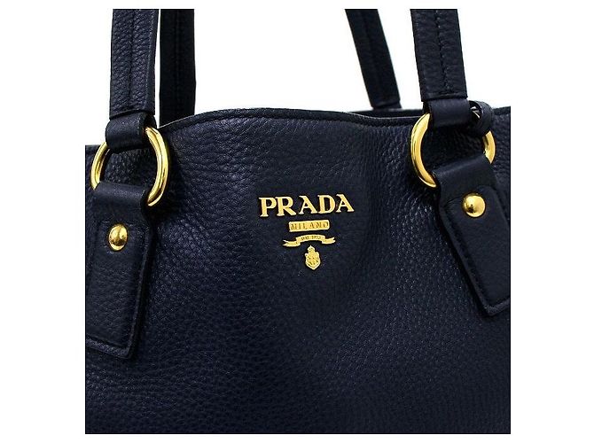 Prada Borsa a tracolla Navy Vitello Daino con cerniera laterale Blu - vista 10
