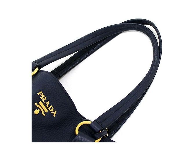 Prada Borsa a tracolla Navy Vitello Daino con cerniera laterale Blu - vista 11
