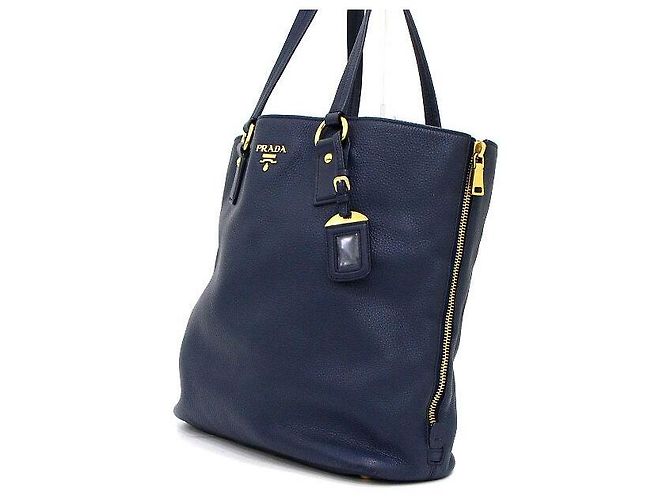 Prada Borsa a tracolla Navy Vitello Daino con cerniera laterale Blu - vista 2