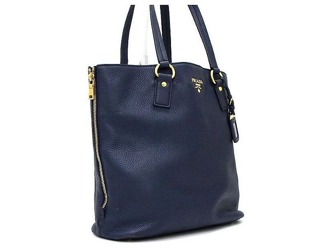 Prada Borsa a tracolla Navy Vitello Daino con cerniera laterale Blu - vista 3