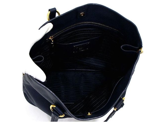 Prada Borsa a tracolla Navy Vitello Daino con cerniera laterale Blu - vista 5