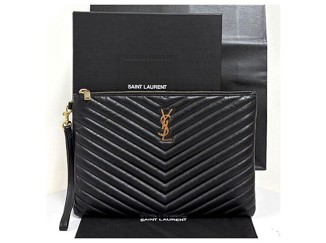 Saint Laurent Clutch Matelassé New Medium Black Nero - vista 2