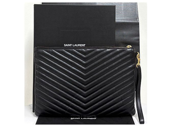 Saint Laurent Clutch Matelassé New Medium Black Nero - vista 3